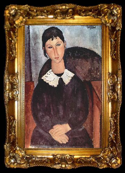 framed  Amedeo Modigliani Elvira mit weissem Kragen, ta009-2